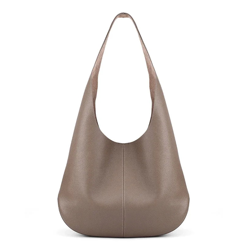 Genuine Cowhide Slouchy Hobo Tote Bag
