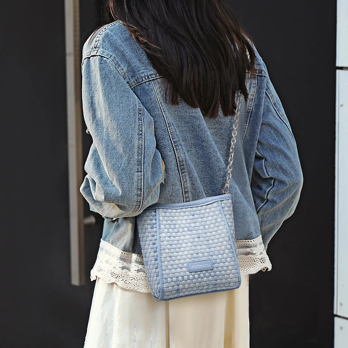 FOXER Woven Mini Chain Crossbody Bag