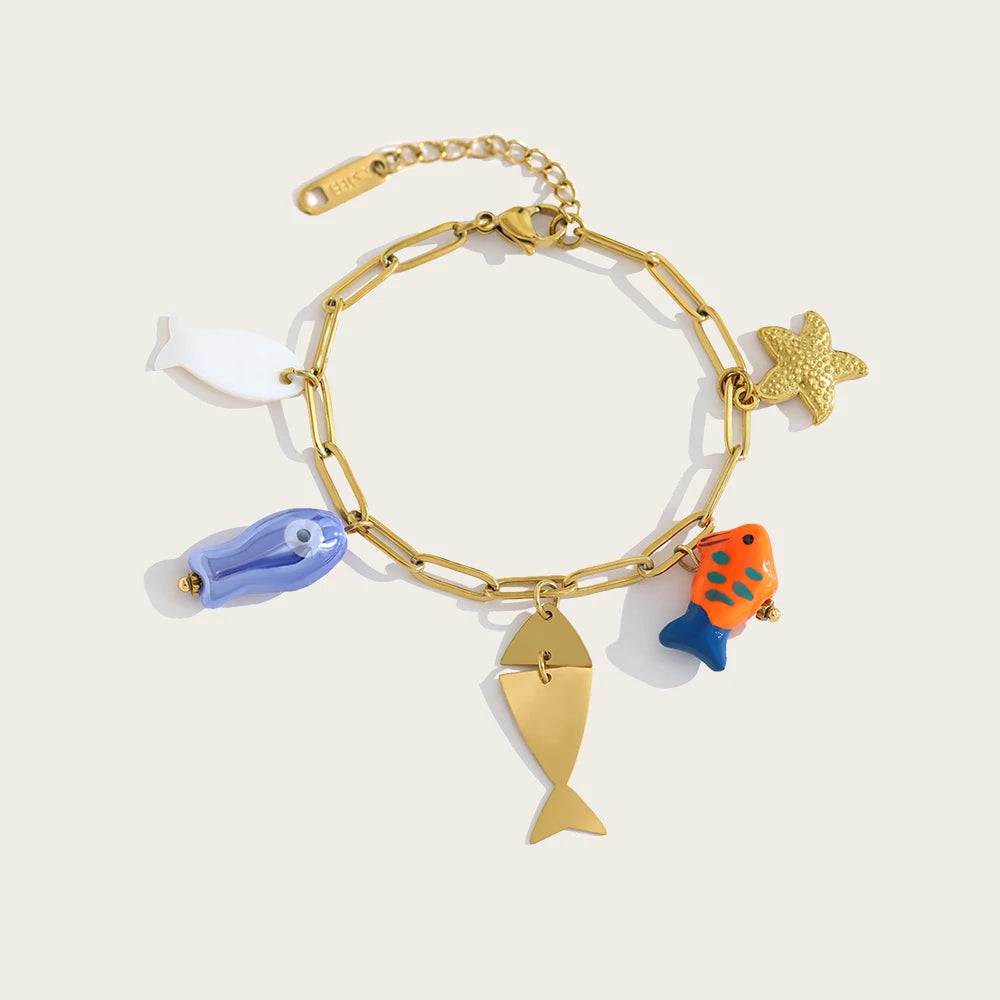 Ceramic Fish Charm Bracelet