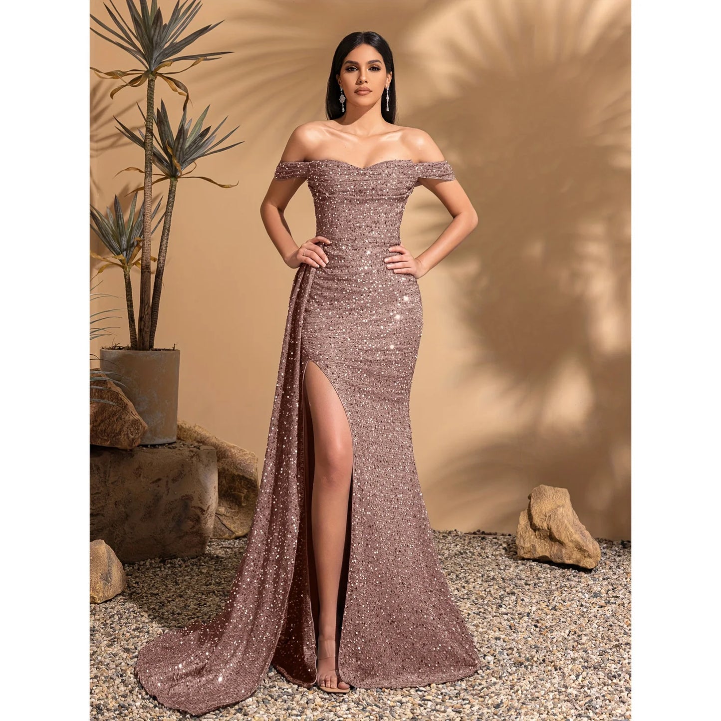 Off Shoulder Pleated Party Dress