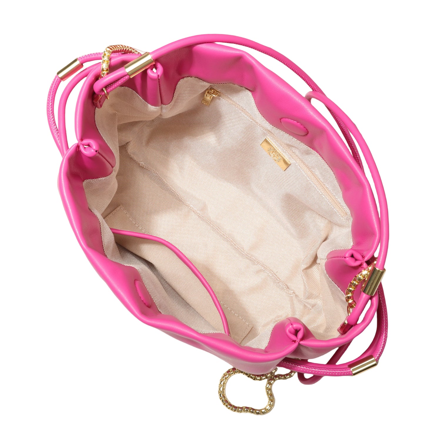 Drawstring Bucket Bag Crossbody Bag with Gold Chain PU