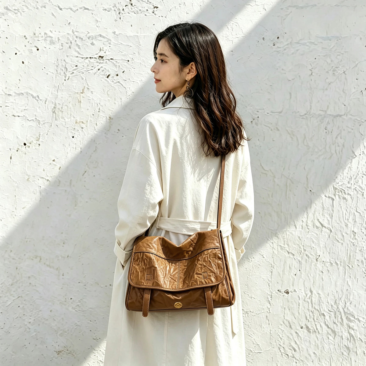 FOXER Genuine Leather Flap Shoulder Bag