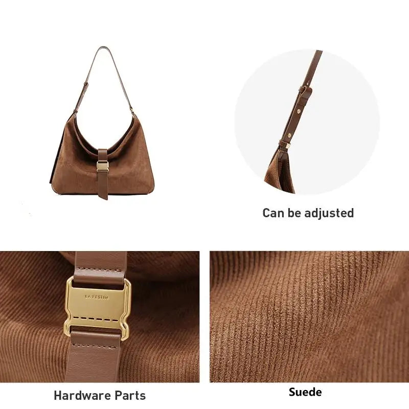 LA FESTIN Large Suede Crossbody Tote Bag