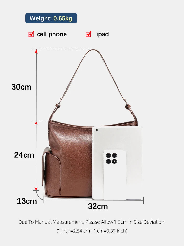 Zency Coffee Cow Leather Handbag