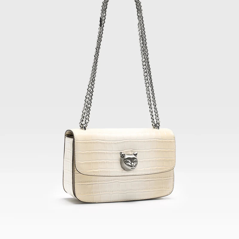 Croc Leather Square Crossbody Bag