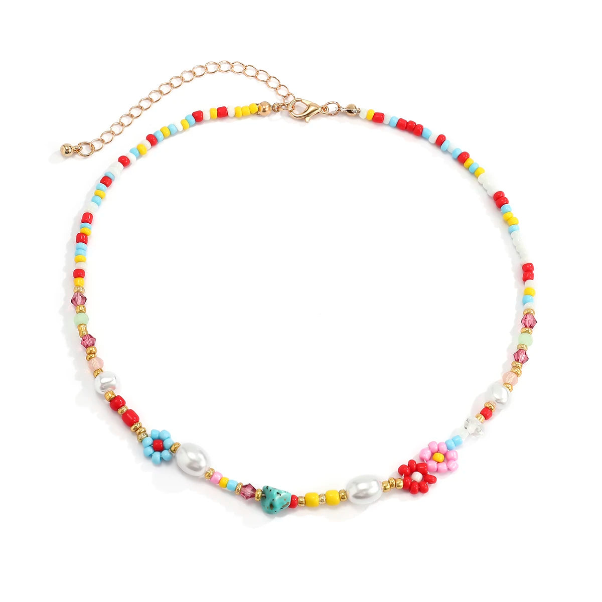 Colorful Flower Pearl Choker