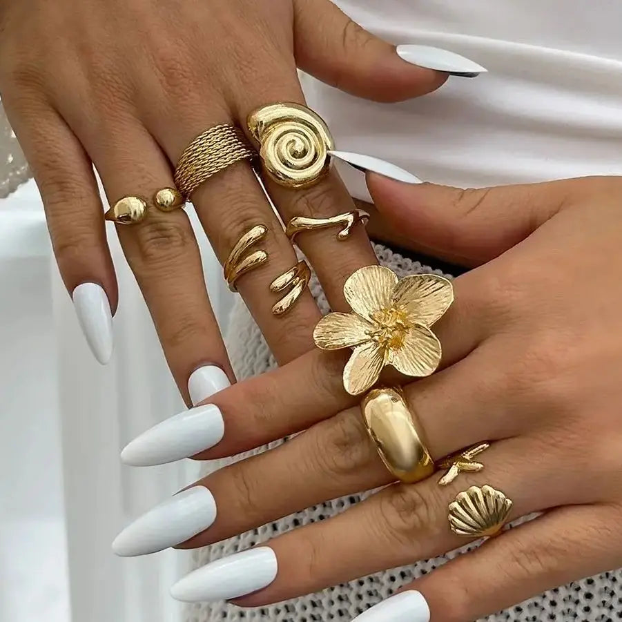 Petal Flower Ring Set