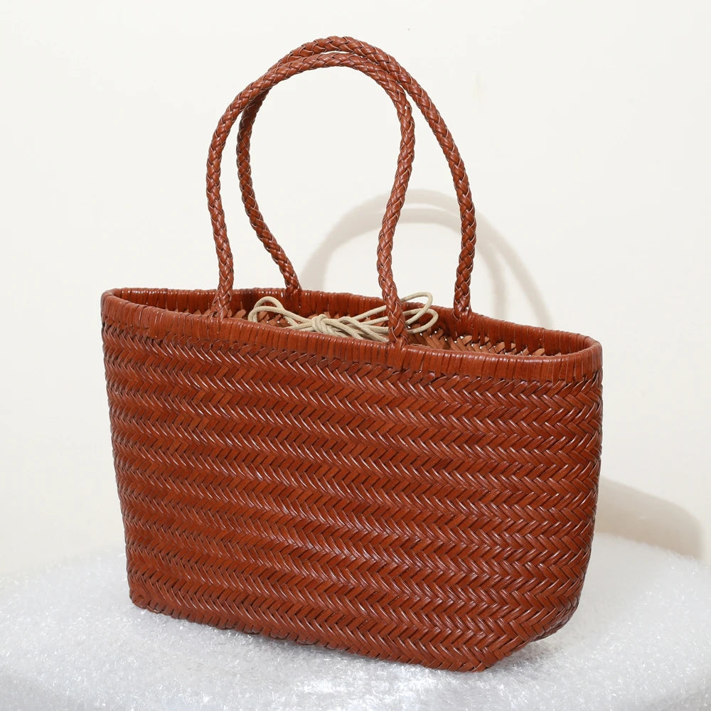 Genuine Leather Woven Tote Bag