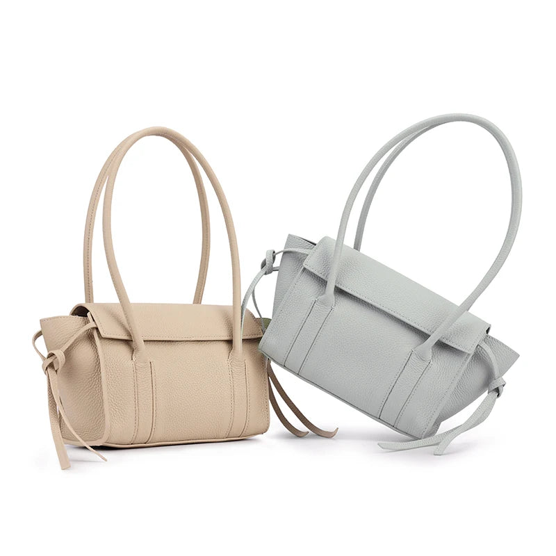 Genuine Cowhide Drawstring Tote Bag
