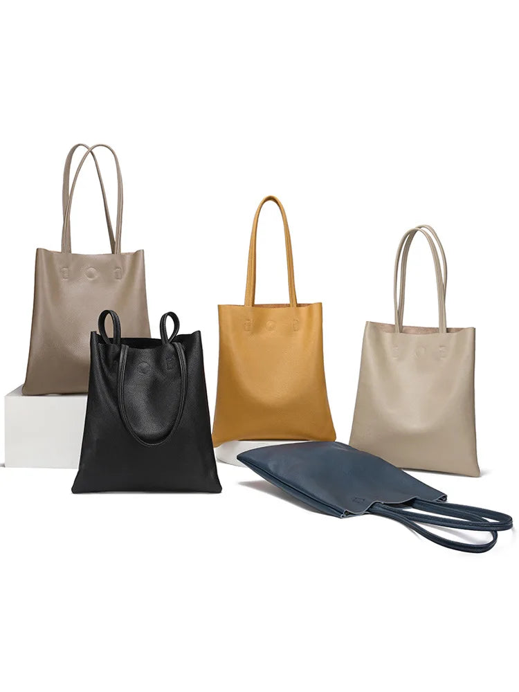 YANATARI Blue Cowhide Leather Bucket Bag