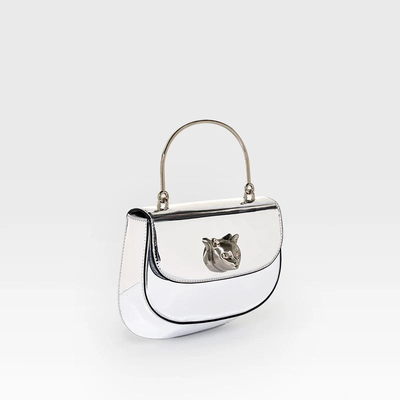 Silver Leather Evening Bag