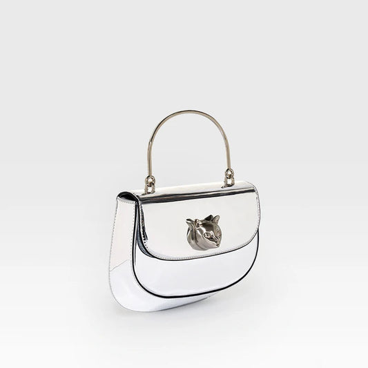 Silver Leather Evening Bag