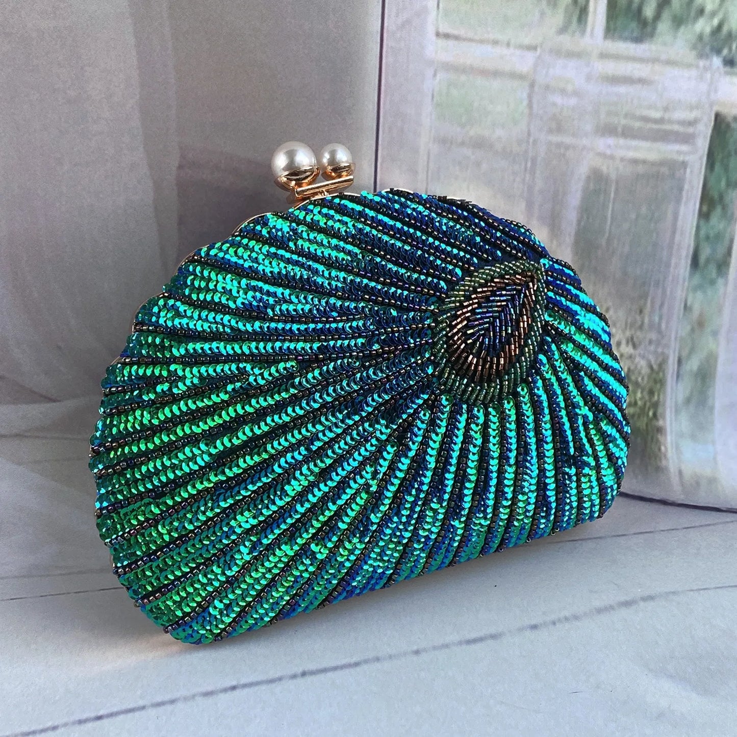 Retro Chinese Style Heavy Craft Beaded Embroidery Bag Evening
