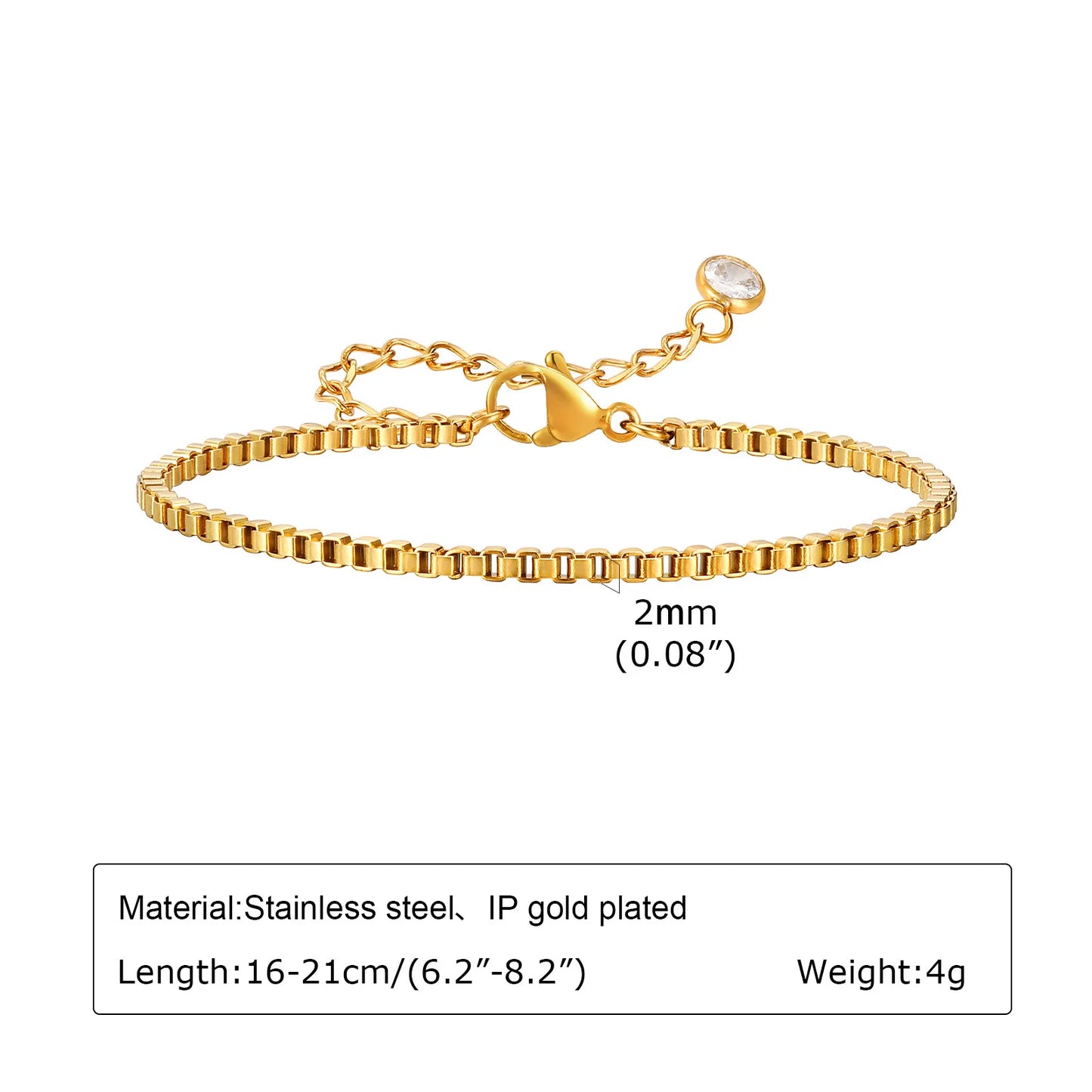 Non Tarnish Stainless Steel Bracelet Gold Plated Stackable, Thin