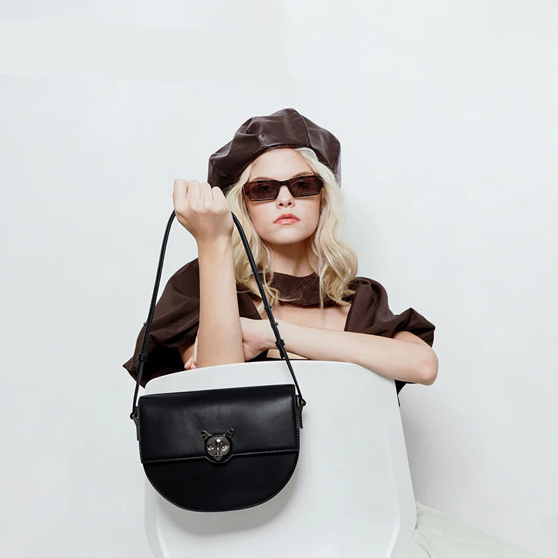 BAFELLI 2026 Genuine Leather Saddle Crossbody Bag