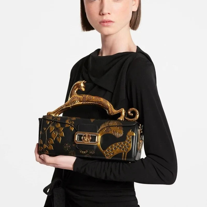 Elegant Gold Leaf Box Clutch Bag for Women