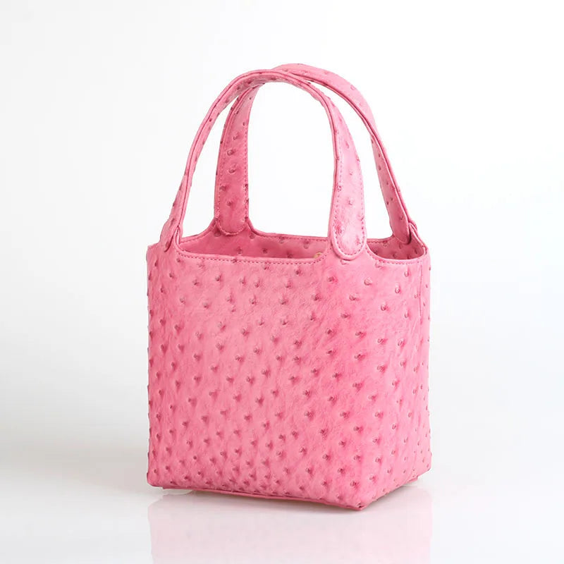 Luxury ostrich-patterned multipurpose tote. 
