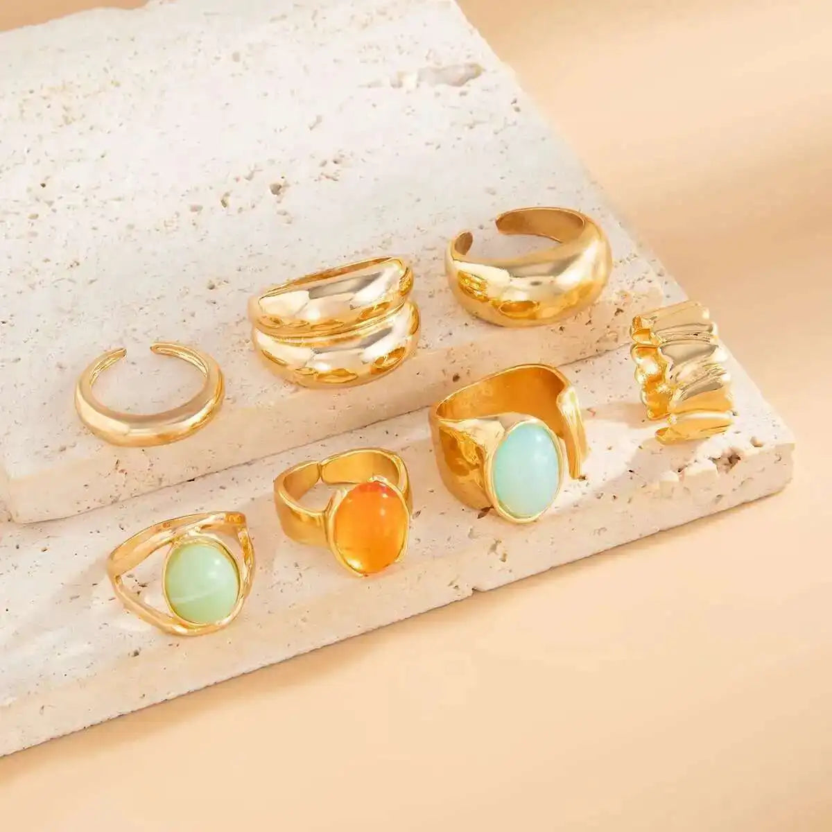 Colorful Crystal Ring Set