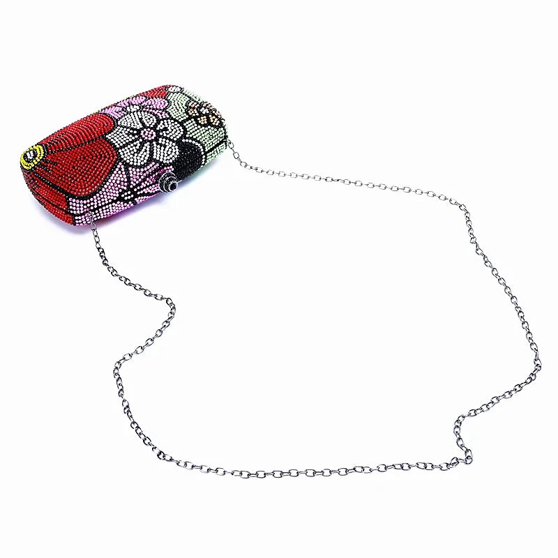 Floral Rhinestone Evening Clutch Bag