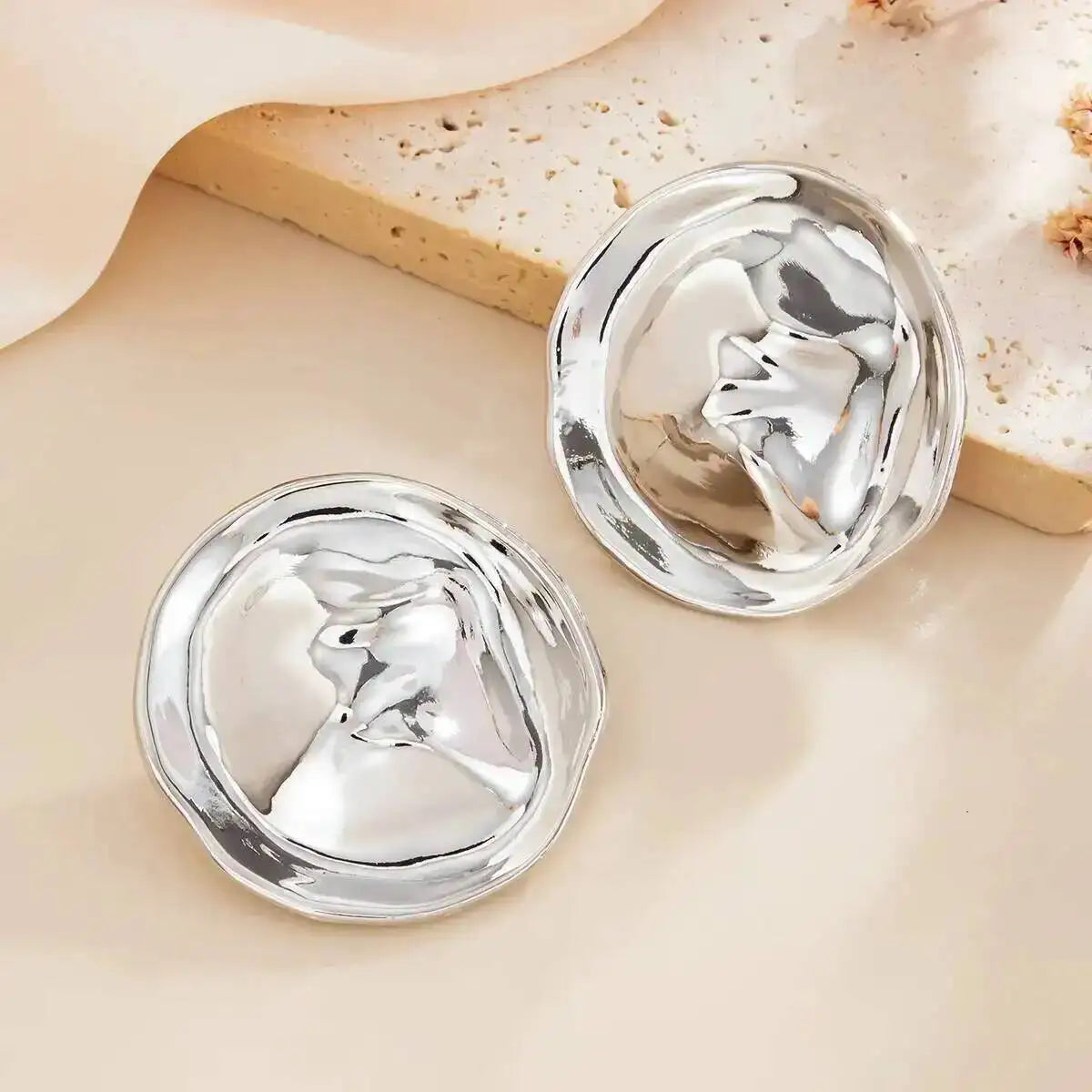 Geometric Round Stud Earrings