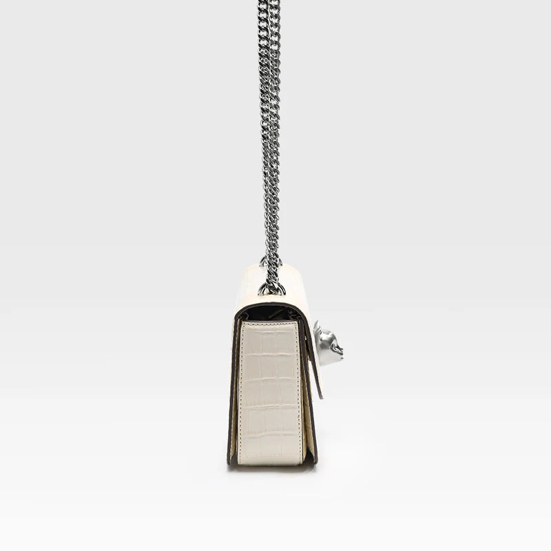 Croc Leather Square Crossbody Bag