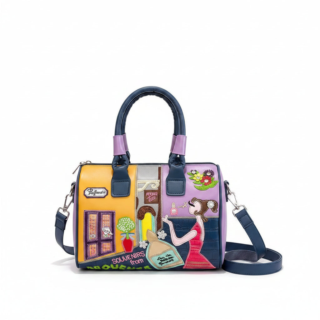 PU Personality Stylish Shoulder Bags Design Patchwork Zipper Bags
