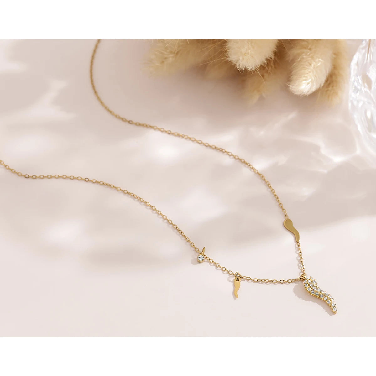 Cubic Zirconia Chili Pendant Necklace
