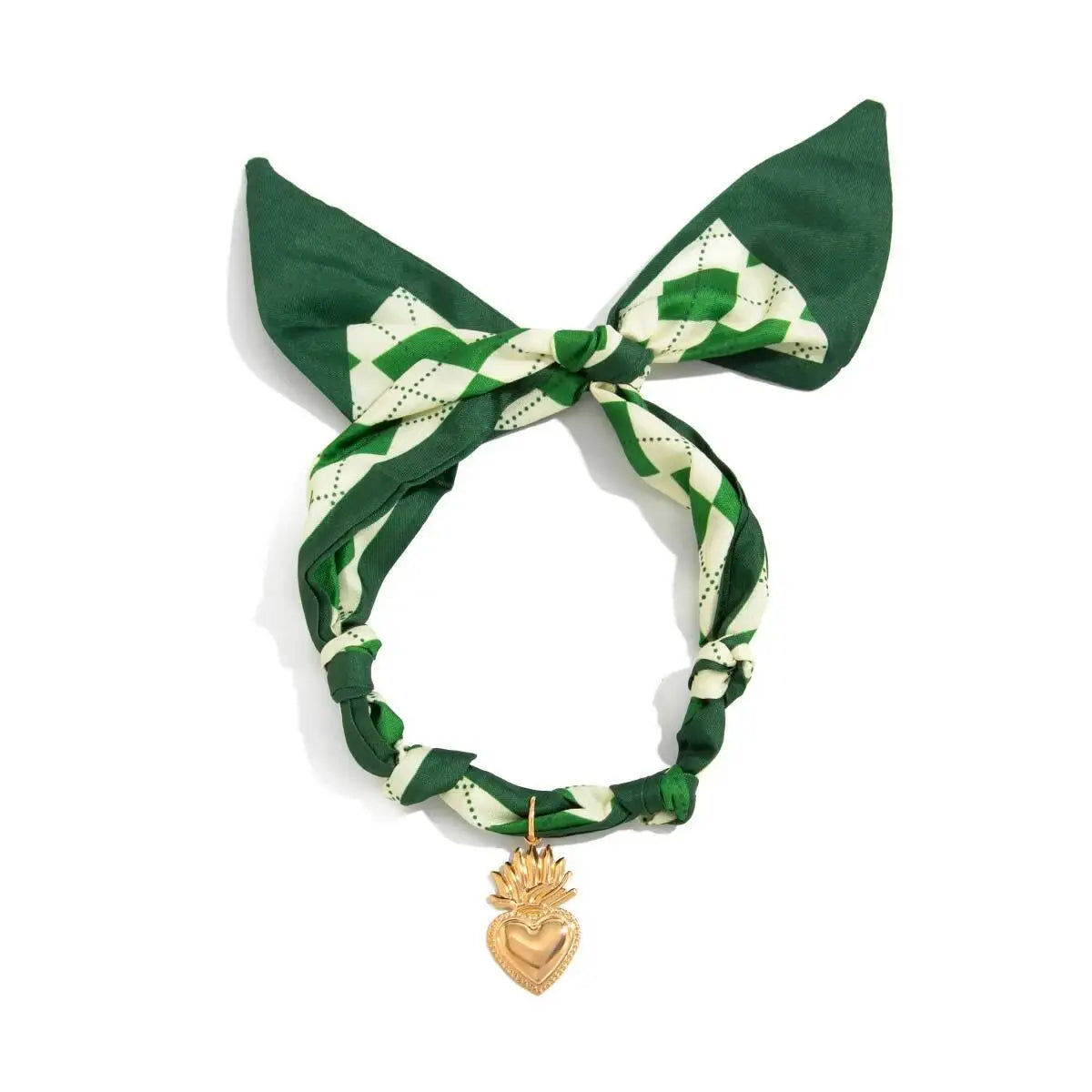 Green Heart Ribbon Necklace