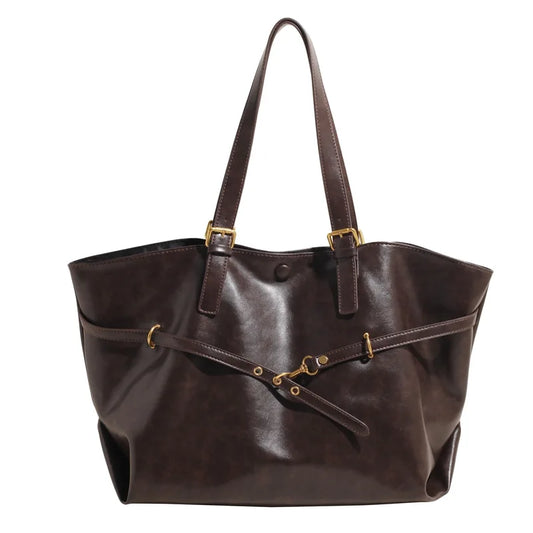 Retro Y2K PU Leather Tote Bag