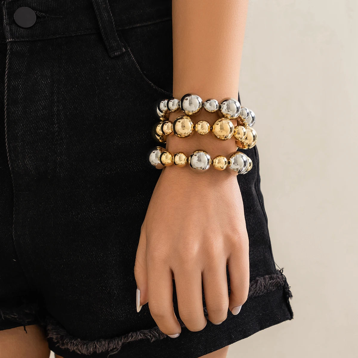 Korean Elegant Big CCB Ball Bead Chain Bracelet Punk
