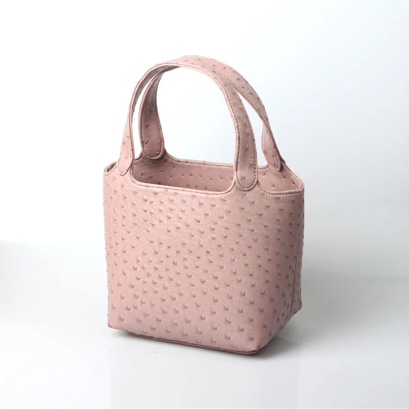 Luxury ostrich-patterned multipurpose tote. 