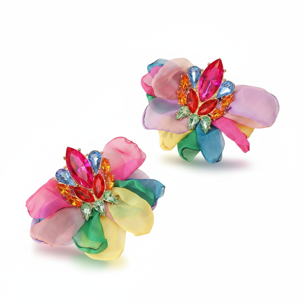Exaggerated Bohemian Big Earrings Charming Elegant Ethnic Handmade Fabric
