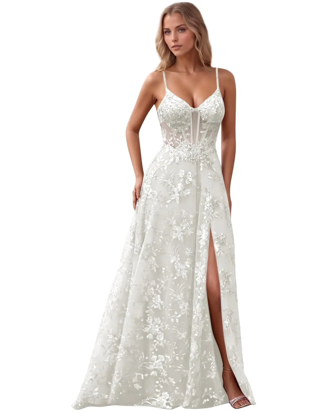 Spaghetti Strap Sequin Prom Dress