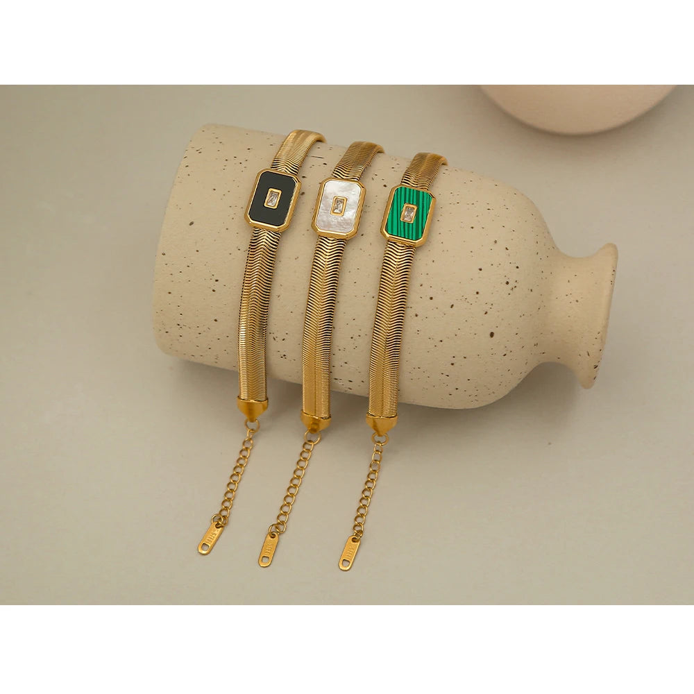 Shell & Stone Snake Chain Bracelet