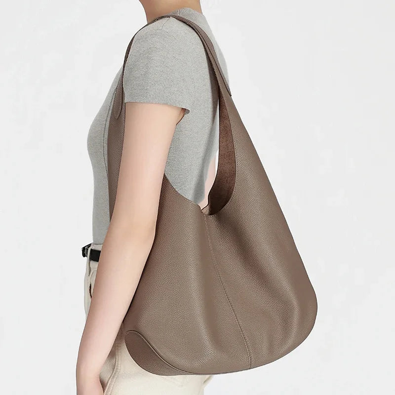 Genuine Cowhide Slouchy Hobo Tote Bag