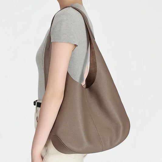 Genuine Cowhide Slouchy Hobo Tote Bag