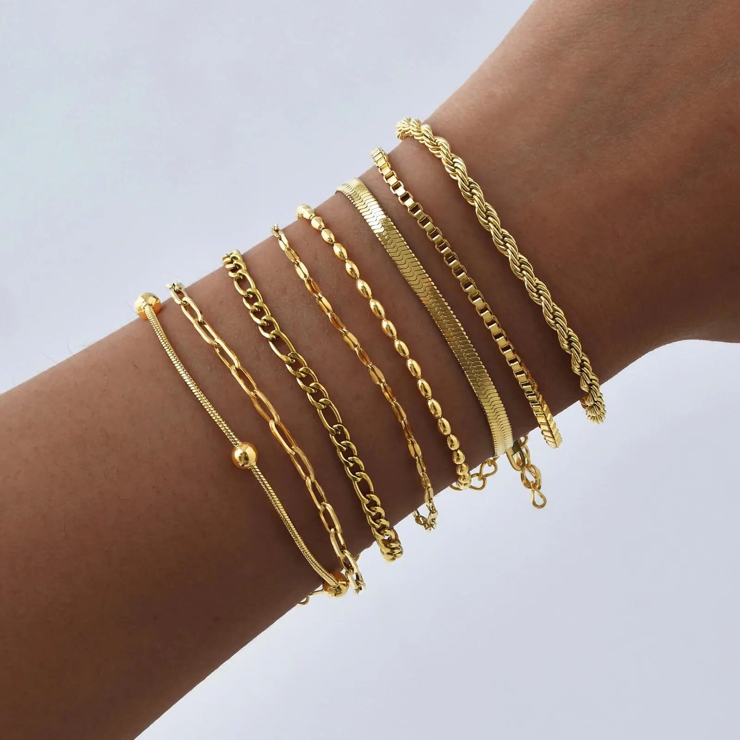Non Tarnish Stainless Steel Bracelet Gold Plated Stackable, Thin