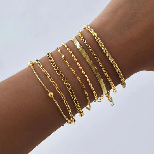 Non Tarnish Stainless Steel Bracelet Gold Plated Stackable, Thin