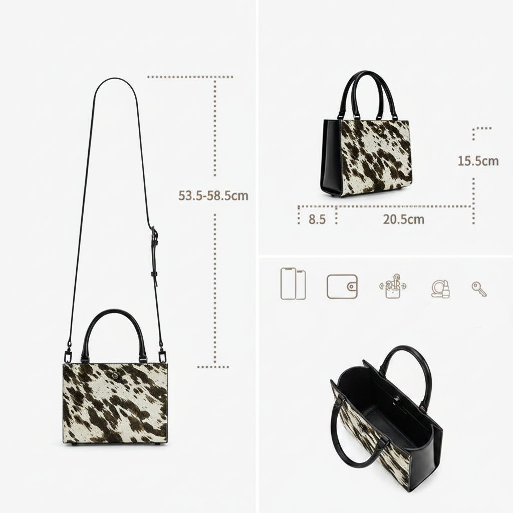 BAFELLI Leather & Fur Splice Handbag