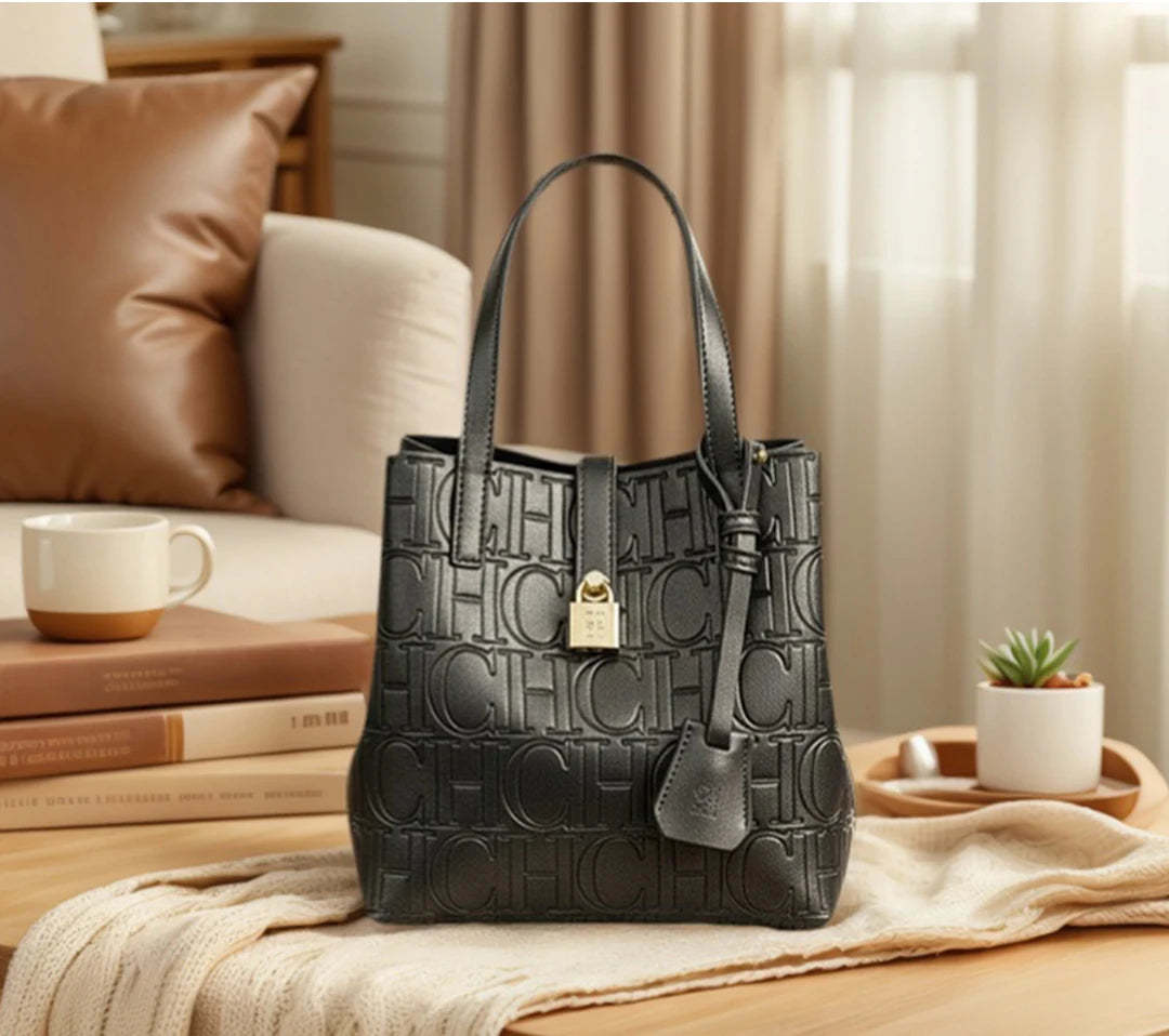 Classic PU Leather Bucket Tote Bag