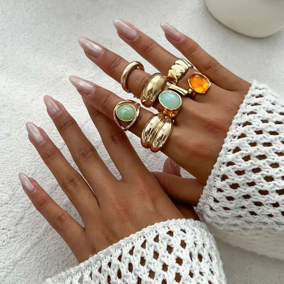 Colorful Crystal Ring Set
