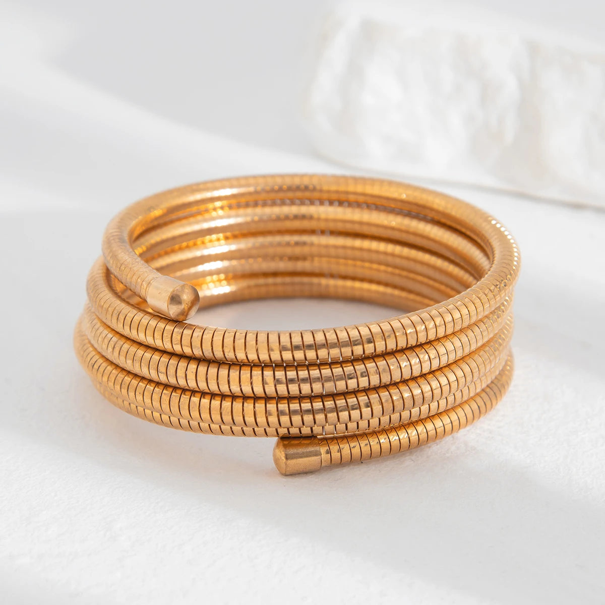 Punk Multilayer Snake Chain Open Spring Bangles Boho Large Imitation Pearl Cuff Bangles Bracelet
