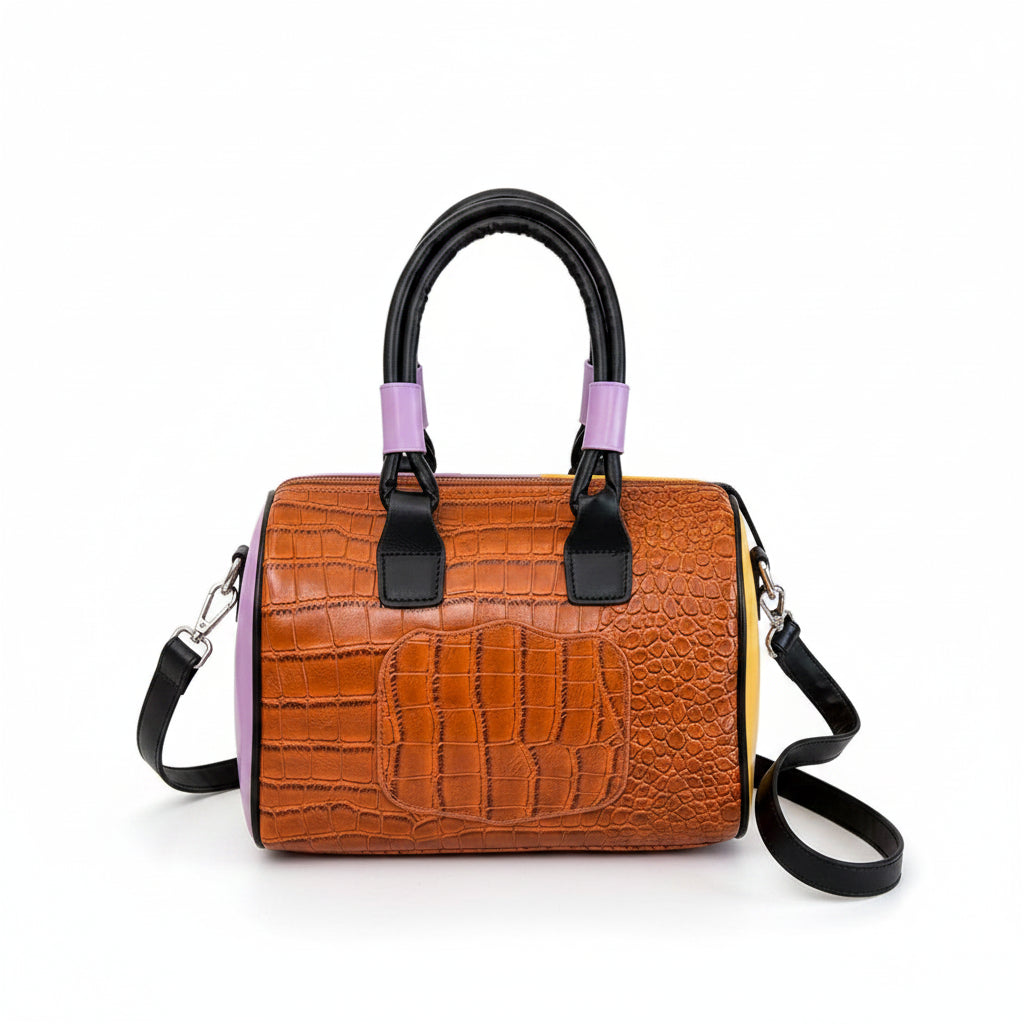 PU Personality Stylish Shoulder Bags Design Patchwork Zipper Bags