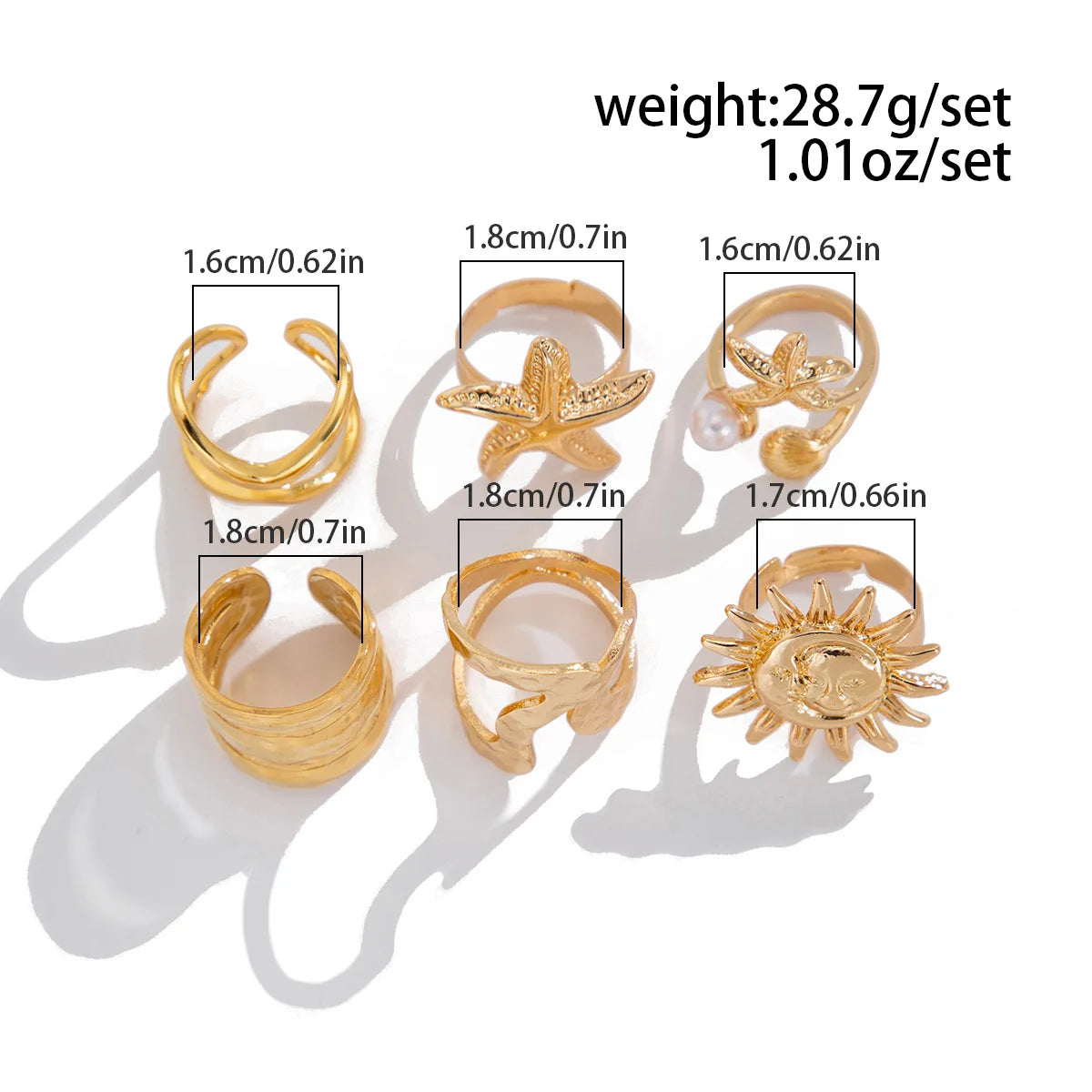 Sun & Starfish Ring Set