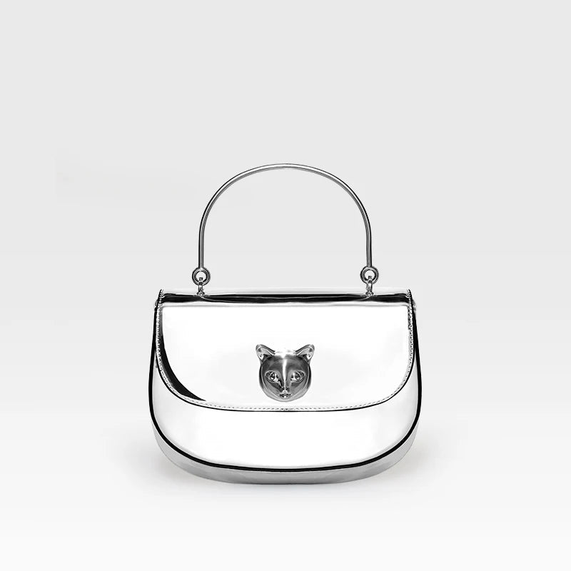 Silver Leather Evening Bag