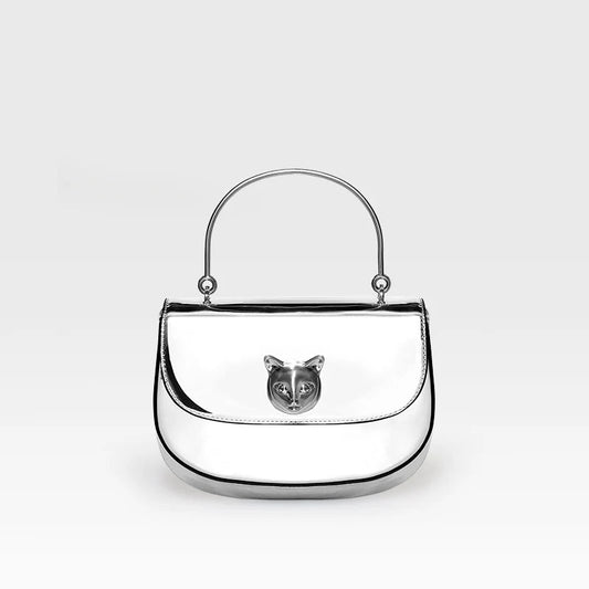 Silver Leather Evening Bag
