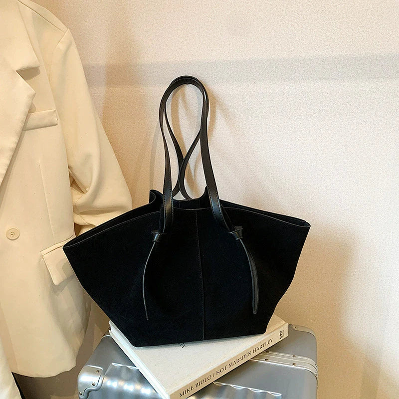 Suede Wing Tote Shoulder Bag