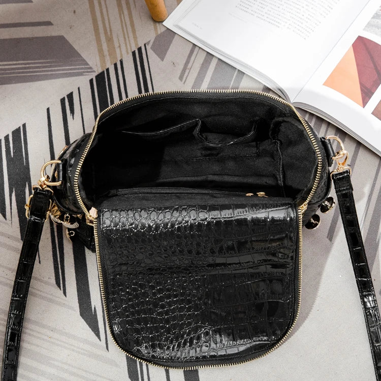 Luxury Black Handmade Bucket Shoulder Bag
