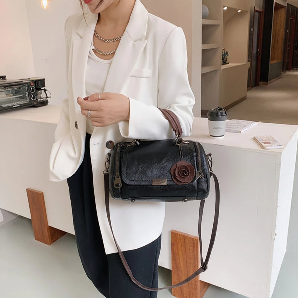 Flower Charm Boston Handbag