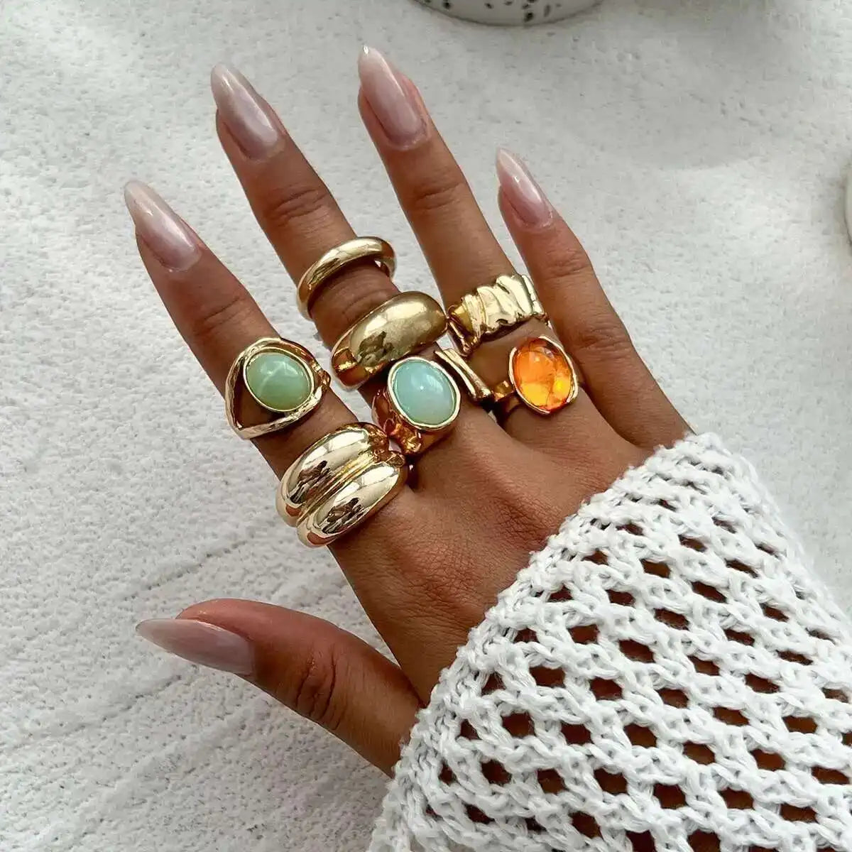 Colorful Crystal Ring Set